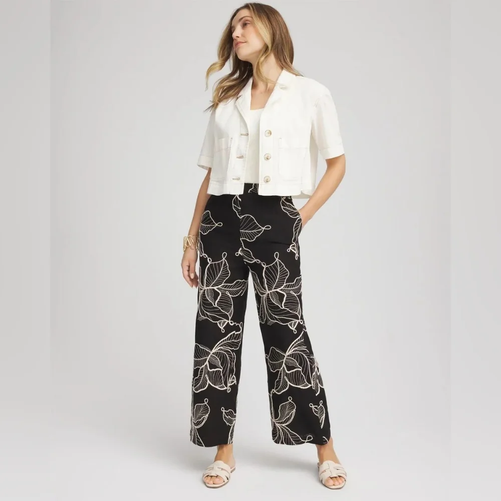NWT Chicos Wide Leg Cropped Pants Size 1R - Picture 2 of 5